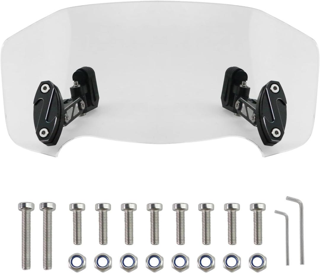 PACEWALKER Universal Motorcycle Windshield Extension Adjustable Motorbike Wind Deflector windscreen for Honda Suzuki Kawasaki Yamaha Harley Davidson Aprilia Most Motorcycle Scooter Dirt Bikes 30