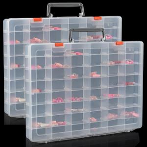 Udefineit 2 Pack Large 48 Grids Clear Plastic Organizer Boxes with Adjustable Dividers, Jewlery Storages Bead Organizers Rock Collection Boxes, Compartment Containers for Nail/Tackle/Screw/Arts/Craft