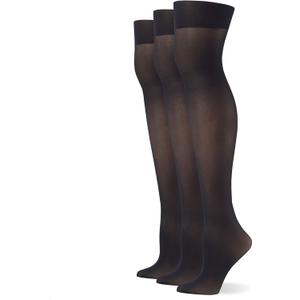 No nonsense womens Yoga Waistband Smooth Seamless Tights (Small-Medium, Black - 3 Pair Pack)