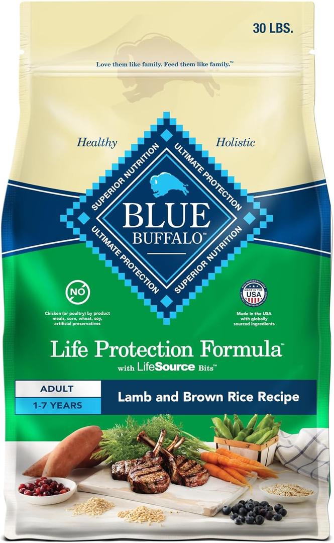 Blue Buffalo Life Protection Formula Adult Dry Dog Food, Helps Build and Maintain Strong Muscles, Made with Natural Ingredients, Lamb & Brown Rice Recipe, 30-lb. Bag BB: NOV 14 2026