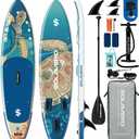 SOLAVERO Stand Up Paddle Board 11' Inflatable SUP for Adults, Blow Up Paddle Board with Non-Slip EVA Deck 500LB Capacity Wide Board for All Skill Levels  Turtle Paradise
