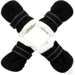 Small Dog Shoes for Winter, Snow Booties for Puppy, Outdoor Warm Dog Booties for Cold Weather (Black, X-Large)