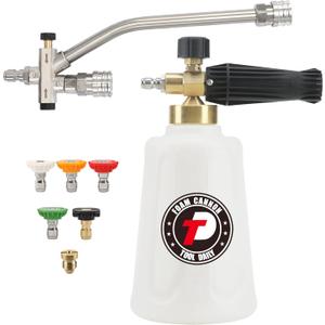 Tool Daily Foam Cannon for Pressure Washer with Double Tip Attachment, Dual Lance Wide Mouth Soap Cannon, 5 Power Washer Sprayer Nozzles, 1/4" Quick Connect, 3600 PSI