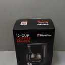 Mueller 12-Cup Drip Coffee Maker - Borosilicate Carafe, Auto-Off, Reusable Filter, Anti-Drip, Keep-Warm Function, Clear Water Level Window Coffee Machine, Kitchen Essentials & Accessories (Black)