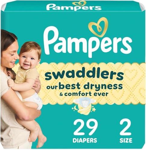 Pampers Swaddlers Diapers, Size 2 (10-22 lbs), 29 Count, Absorbent, Keeps Baby Dry and Comfortable, Skin Safe Disposable Baby Diaper 