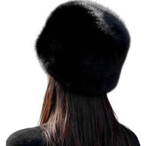 Upgraded Soft Fluffy Winter Bucket Hat for Women Warm Faux Fur Fisherman Cap Cozy Cold for Winter, Black