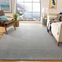 SAFAVIEH Montauk Collection Area Rug - 9' x 12', Ivory & Navy, Handmade Flat Weave Cotton, Ideal for High Traffic Areas in Living Room, Bedroom (MTK515E)
