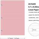 (5 Pack) A5 Filler Paper, 3 Hole Notebook Refills Paper for 3 Ring Refillable Binder, 110 Gsm 5-Color Loose Leaf Planner Refill Paper, 500 Sheets/1000 Pages, 5.7x8.3 Inch