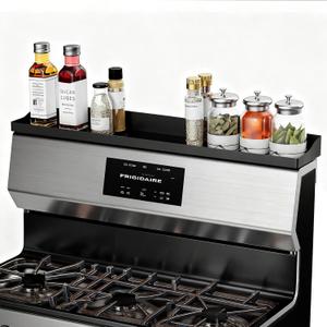 30" Magnetic Stove Top Shelf - Stainless Steel Magnetic Spice Organizer for Above The Over Stove Shelf Kitchen Small Space Solutions (Black)