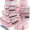 Veken 8 Set Packing Cubes for Travel Essentials, Suitcase Organizer Bags in 4 Sizes, Carry-On Luggage Accessories with Large Laundry & Hanging Toiletry Bag, Must-Have for Airplane, Road Trip & Camping