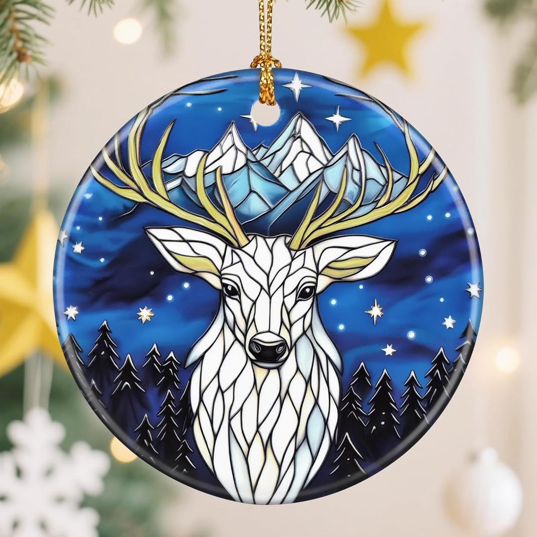 2 x Deer Christmas Tree Decorations, Christmas Ornaments, Keepsake Ornaments, Holiday Decor, Xmas Gifts, Gifts for Deer Lovers & Animal Lovers