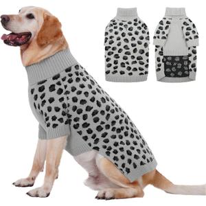 ROZKITCH Dog Winter Sweater for Dogs, Cozy Turtleneck Knit, Warm Clothes for Rottweilers Poodles and Pit Bulls Grey 3XL (3XL(Back:23.6";Chest: 31"))