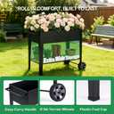 31.5" Tall Raised Garden Bed with Wheels, Extra 15.7" W Planter Box (400 lbs Loads) with Storage Shelf & Handle,Heavy Duty Metal Garden Planter for Vegetables, Herbs & Flowers, Patio & Balcony