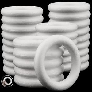 30 Pack 4.7 Inch Craft Foam Wreath, White Polystyrene Foam Circles Ring, Round Foam Wreath Form for Crafts DIY Arts Floral Projects Home Wedding Decor