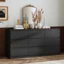 Hitow Dresser for Bedroom with 9 Deep Drawers, Large Modern Chest of Drawers Handle Free, Freestanding Black Long Dressers for Closet Living Room, Ball Bearing Slide (63" W x 15.7" D x 31.5" H)