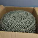 BIRDROCK HOME Round Pouf Ottoman Foot Rest, 18.5”x15”, Herbal Olive Green, Small