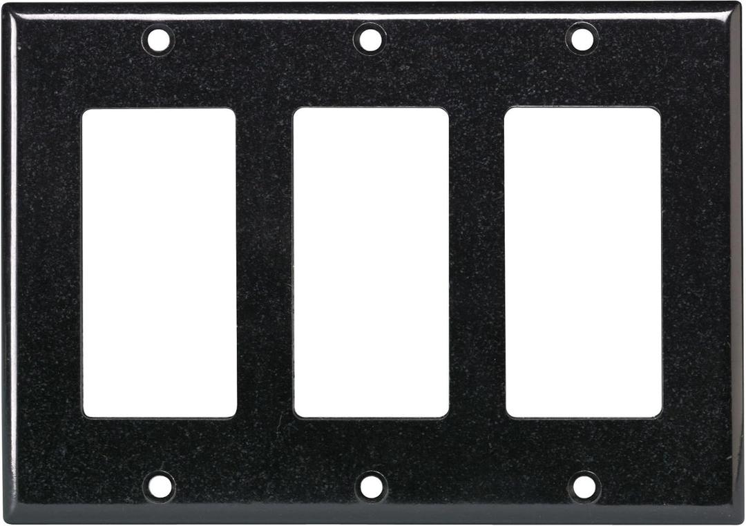 Leviton 3-Gang Decora/GFCI Device Wallplate, Standard Size, Thermoset, Device Mount, 80411-N, Black 
