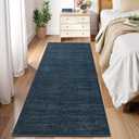 Washable Runner Rug 2x6 Modern Solid Color Kitchen Runner Mat Minimalist Plain Long Runner Rug for Entryway Bedroom Bedside Non Slip Low Pile Boho Accent Solid Runner Rugs for Nursery, Navy 2'x6'