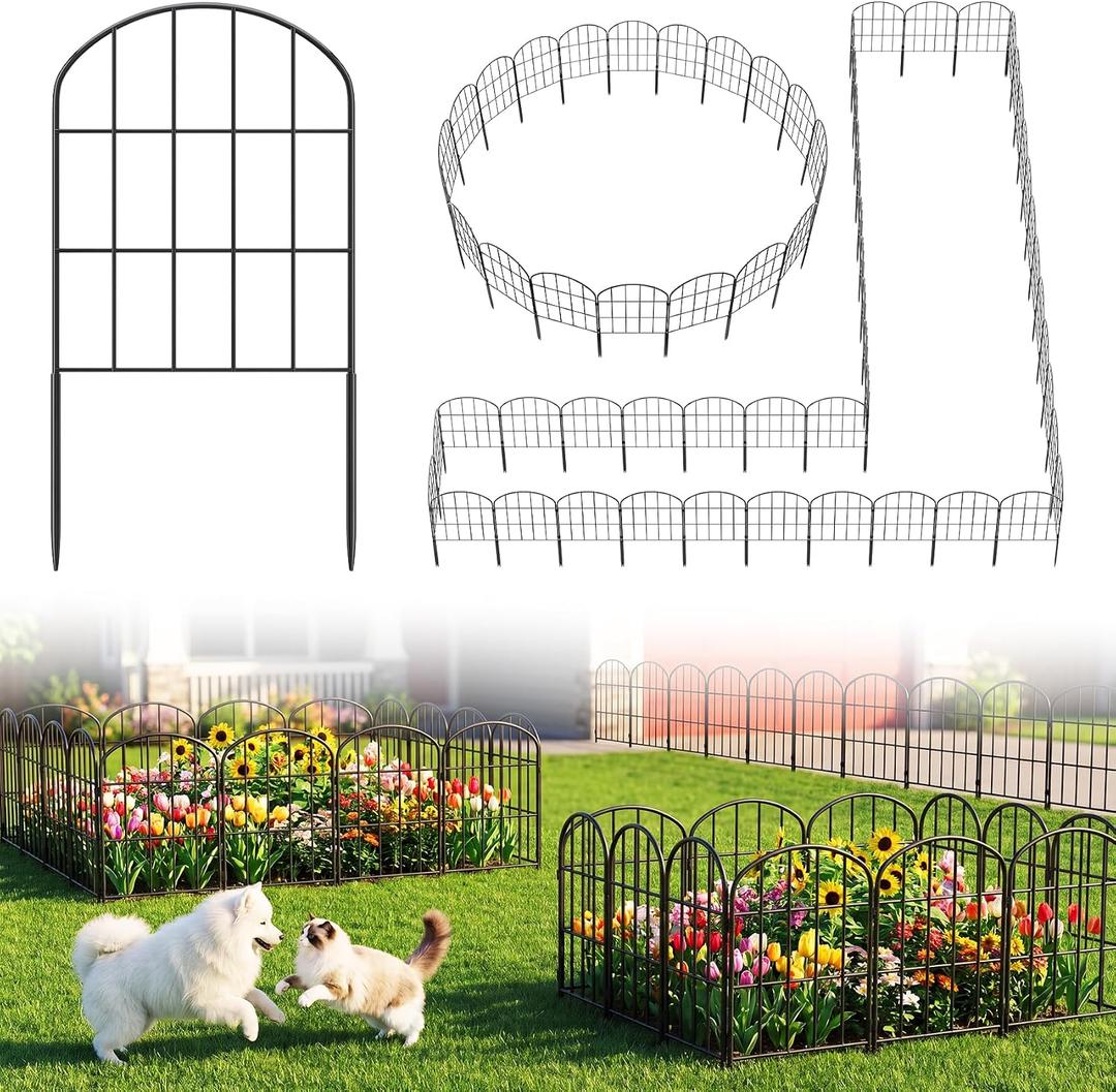 19 Pack Decorative Garden Fence Panels - 24in (H) x 20.58ft (L) Animal Barrier Fence No Dig Fencing Rustproof Metal Wire Edging Panel Border Apply to Dog Fencing for Yard Outdoor Decor Flower Beds