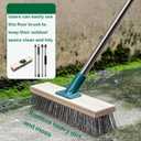 Stainless Steel Wire Brush with Long Handle Deck Broom Brush Floor Scrubber Brush for Cleaning Outdoor Broom for Moss, Tough Stains on Concrete, Grout, Garden, Garage, Patio, Swimming Pool