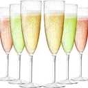 GuanQiao 16 Pack Clear Champagne Flutes, 6oz Disposable Wine Glasses with Long Stem, Reusable Plastic Cocktail Glasses for New Years Eve Party Birthday Wedding Celebration Toasting Drinking