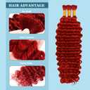 Red Boho Human Hair Red Deep Wave Boho Bulk Human Hair for Braiding 20 20 20 inch No Weft Deep Curly 3 Bundles 50Gram/Bundle