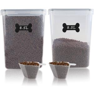 Geyecete 2 PC [8.5L/287 Oz]Large Food Storage Containers Extra Large Dog Food Storage Containers with Airtight Lids Can hold 15-20 Pounds-Black