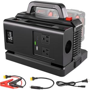 500W Pure Sine Wave Power Inverter for Milwaukee M18 18V Battery, 2-Ports DC 18V to AC(2 Outlets) 120V Car Charger Plug Inverter Adapter Converter for Camping, Emergencies(Tool Only)
