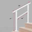 Hand Rails for Outdoor Steps，Stair Handrail & Indoor Stair Railing Kit，Railings for Outdoor Steps for Fence & Outdoor Steps (2, White-Straight, 3 Step)