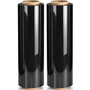 2-Pack 18" x 1500ft Black Stretch Wrap Roll 80 Gauge Industrial Film