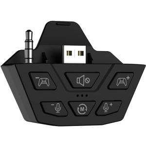 Stereo Headset Adapter, Audio Mic Headphone Adapter for Xbox One, Xbox Series X|S and Elite Controller, Adjust Audio Balance (Game Sound & Voice Chat), Not Bluetooth Compatible (Black)