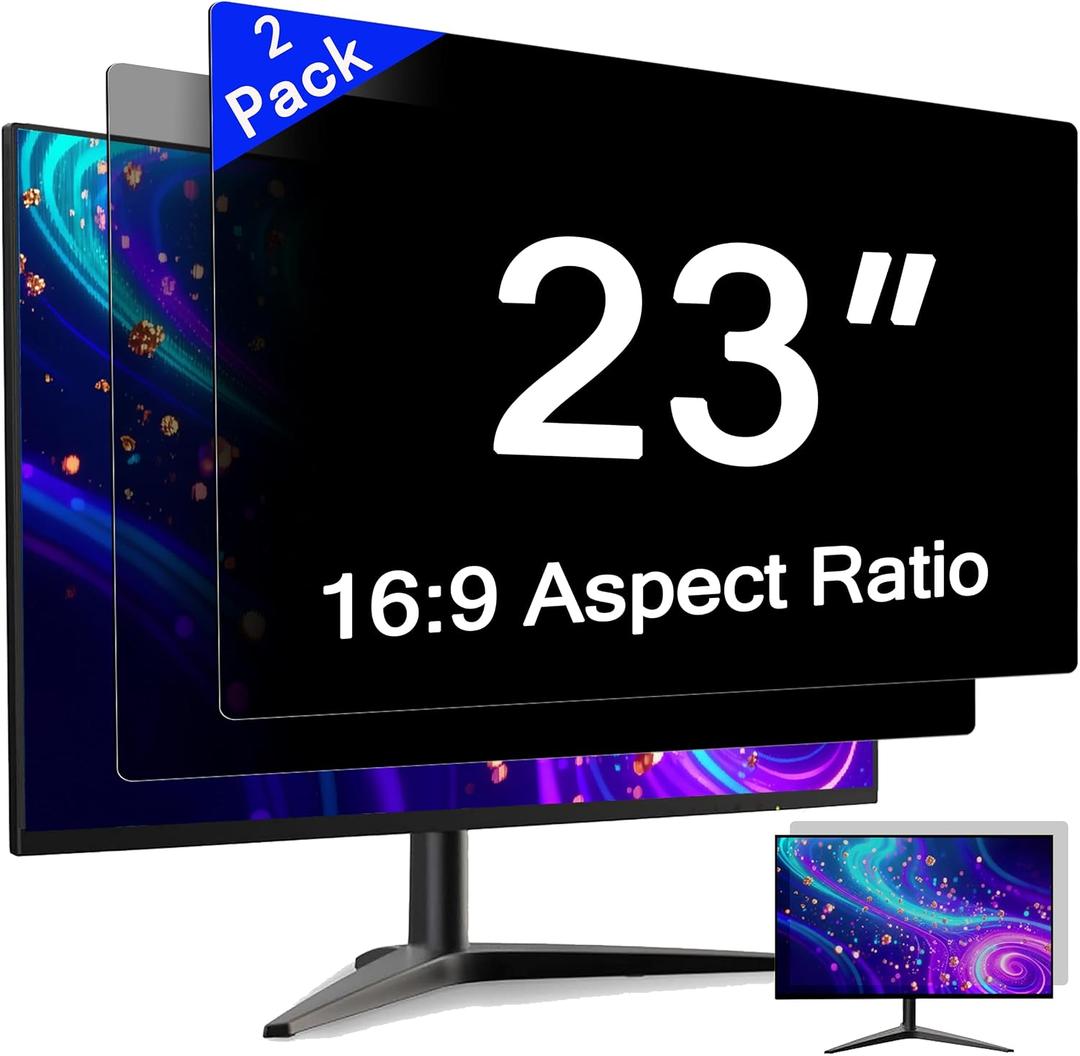 [2 Pack] 23 Inch Computer Privacy Screen for 16:9 Aspect Ratio Widescreen Monitor, Eye Protection Anti Glare Blue Light Computer Monitor Privacy Filter, Removable Anti-Scratch 23in Protector Film