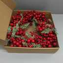 Yawwind 20 Inches Red Christmas Wreaths Farmhouse Christmas Wreaths for Front Door Classic Red Berry Wreath Winter Holiday Wreath with Fir Pine Needle for Doors Window Indoors Porches Outside