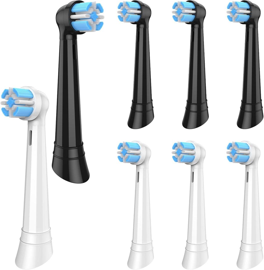 Toothbrush Replacement Heads Compatible with Braun Oral-B iO 3/4/5/6/7/8/9/10 Series Electric Toothbrush, Brush Heads 4 White + 4 Black