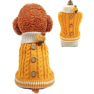 Knitted Dog Sweater for Small Dogs Cats Thick Warm Puppy Clothes Turtleneck Elastic Chihuahua Bulldog Dachshund Outfits(X-Small, Yellow)