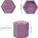 4 x WantGor Velvet Jewelry Ring Box, 3 Slots Hexagon Ring Gift Box Vintage Ring Display Holder Case for Wedding Ceremony Proposal Engagement (Purple, 3 Slots)