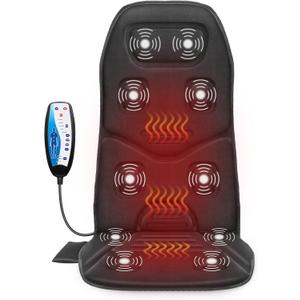 COMFIER Massage Seat Cushion with Heat - 10 Vibration Motors, Back Massager for Chair, Massage Chair Pad for Back Ideal Gifts for Men, Women 