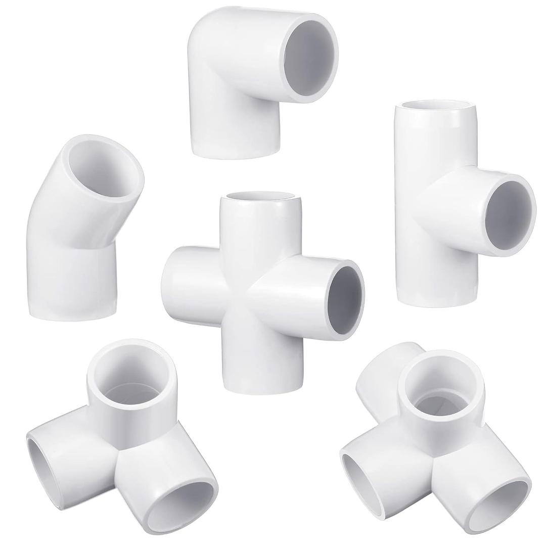 Xuniea 42 Pieces 1 Inch PVC Pipe Fittings Elbow Set Tent Connection Tee Heavy Duty PVC Elbow Fittings for Greenhouse Shed Pipe, Furniture Build and More
