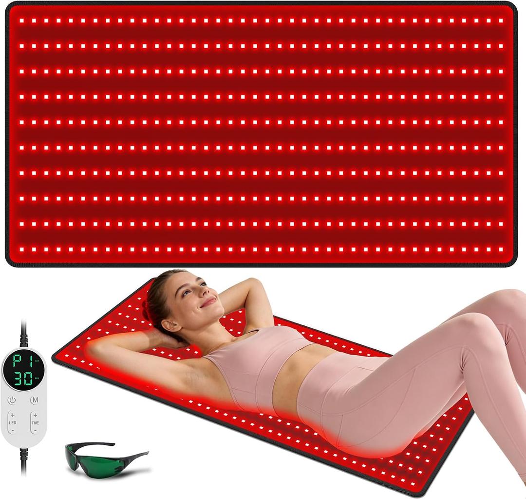 Red Light Therapy Mat for Body, Large 39"x24" Infrared Light Pad with 400 LEDs Tri-Chip 660nm & 850nm, Red Light Blanket for Back, Leg, Joint & Muscle Pain, 9 Timer, Max 60W