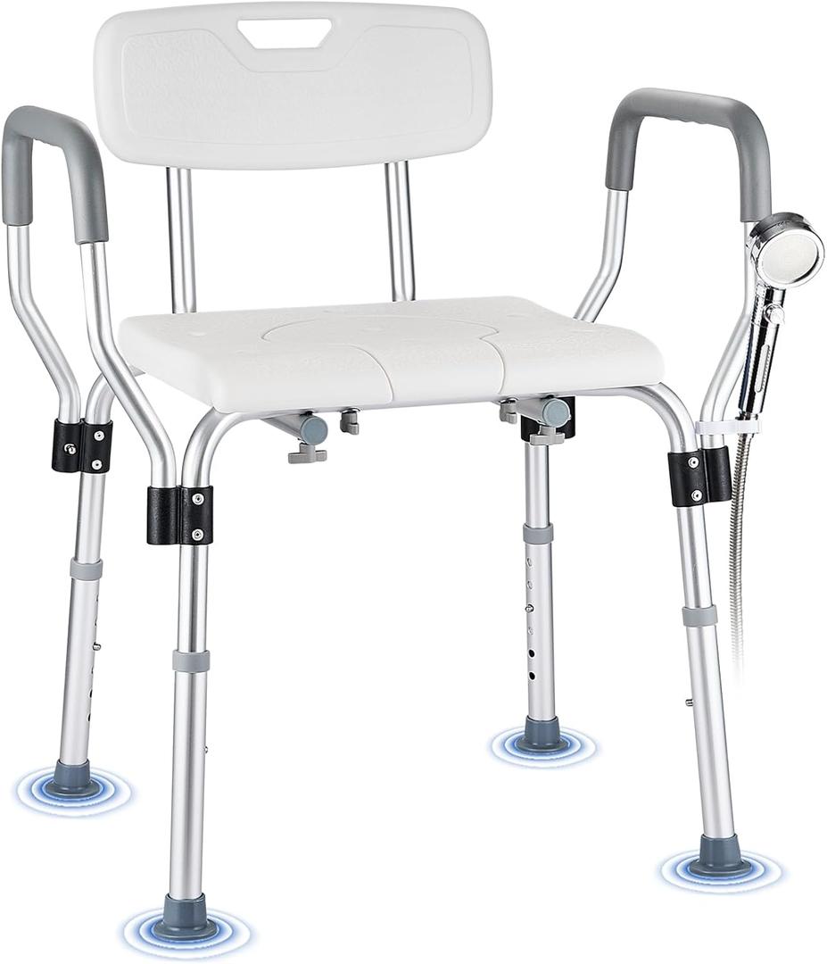 Shower Chair for Inside Shower 450 LB Heavy Duty, Handicap Toilet Chairs for Seniors with Arms, Shower Seat for Elderly and Disabled Inside Tub, Padded Bath Chairs for Shower Stall