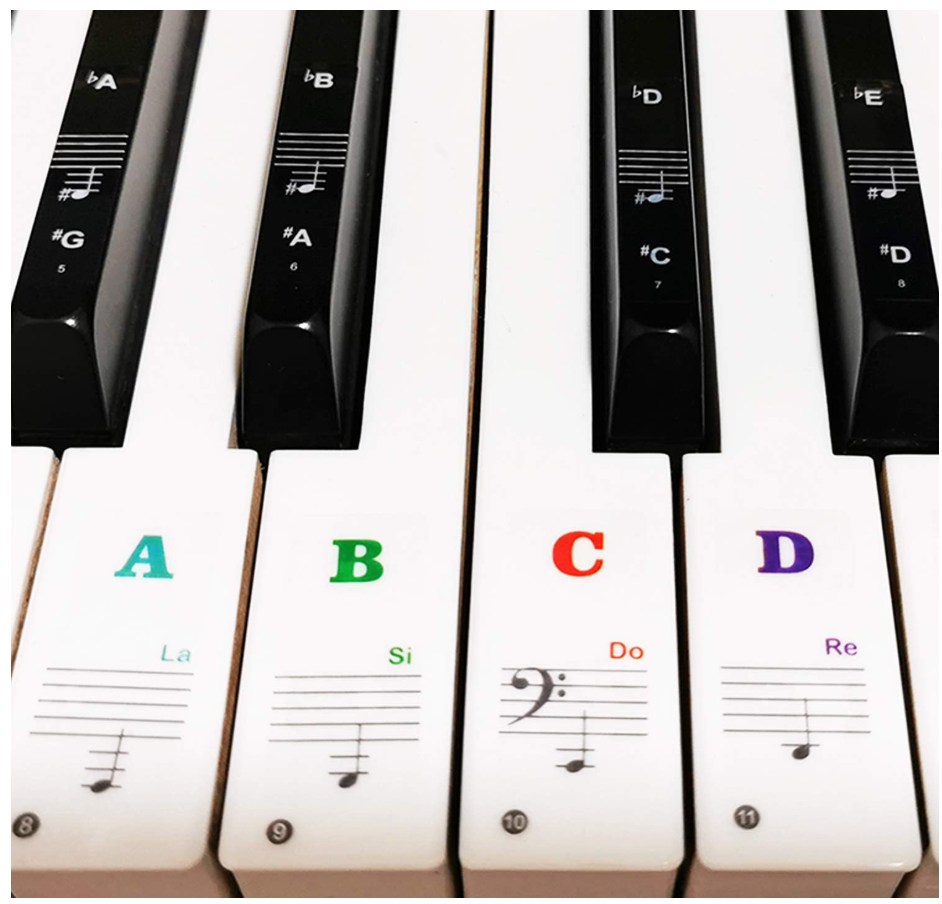Piano Keyboard Stickers for 88/61/54/49/37 Key, Bold Large Letter Piano Stickers for Learning, Removable Piano Keyboard Letters, Notes Label for Beginners and Kids, Multicolor