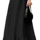 Floerns Women's Tie Shoulder Smocked Long Dress Ruffle Tiered Flowy Wedding Guest Dresses (Black)