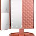 deweisn Trifold Lighted Vanity Makeup Mirror with 21 LEDs Lights,1x/2x/3x Magnification and Touch Screen Dimming,Two Power Supplies Makeup Mirror, Gift for Women