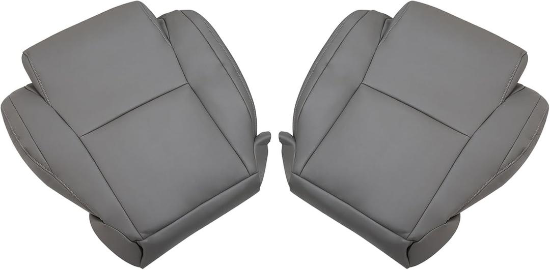 SecosAutoparts Driver & Passenger Side Bottom Replacement Leather Seat Covers Graphite Gray Compatible with Toyota Tundra Sequoia Based SR5 Limited 2007 2008 2009 2010 2011 2012 2013