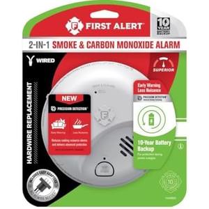 First Alert 10 Year Back Up Hard-Wired w/Battery Back-Up Ionization Smoke and Carbon Monoxide Detect