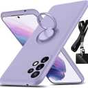 for Samsung Galaxy A53 5G Case,with 360Rotatable Ring Holder Kickstand & Strap Lanyard Premium Liquid Silicone Slim Shockproof Protective Case for Samsung Galaxy A53 5G,Purple
