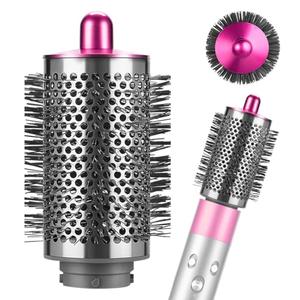 SAZIKA Large Round Volumizing Brush for Dyson Airwrap Styler, Nickel/Fuchsia Big Round Brush Volumizer Attachment for or Dyson Airwrap HS01 HS05 HS08, Smooth Hair,Volumizing and Curly Styling