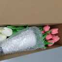 Real-Touch Artificial Tulips with 2 Ceramic Vases, 20 Stems Faux Floral Arrangement Set, Spring Easter Table Centerpiece, Modern Farmhouse Decor