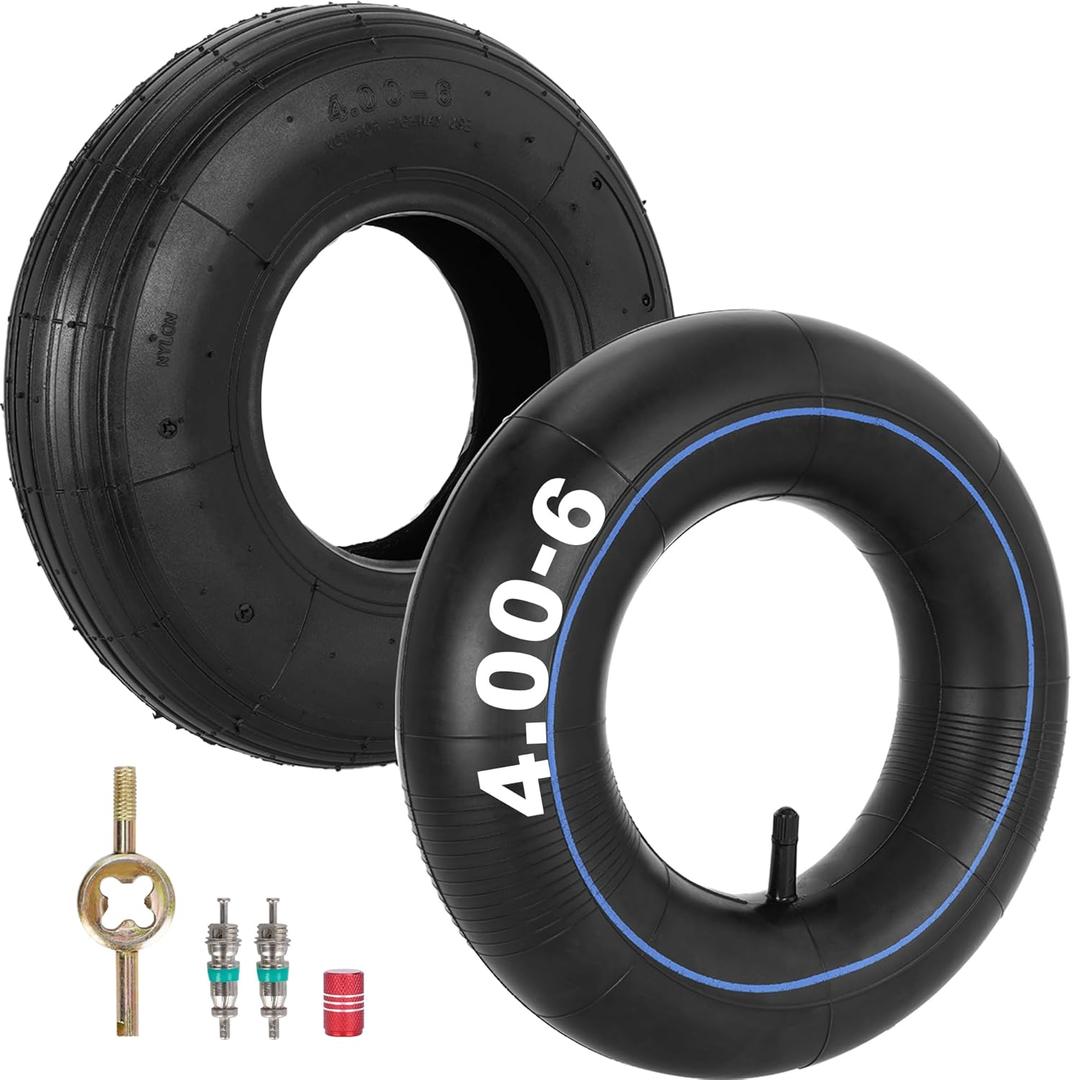 RUTU 4.00-6 Tire and Inner Tube 13" Wheelbarrow Wheel and Tire Replacement for Gorilla Cart Garden Wagon Hand Truck with TR13 Straight Valve Stem Heavy Duty 1 Set
