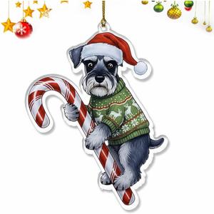 Schnauzer Christmas Ornament |Schnauzer Hugging Candy Cane Gifts 2D Flat Acrylic Ornament - Christmas Tree Decoration, Dog Lovers Gifts for Women, Men 2025